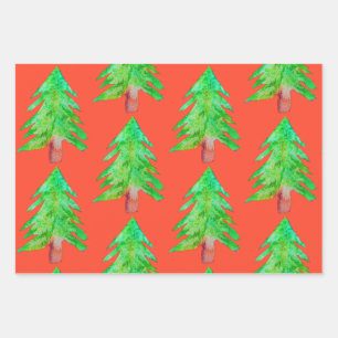 Modern Christmas trees colorful art design Wrapping Paper Sheet
