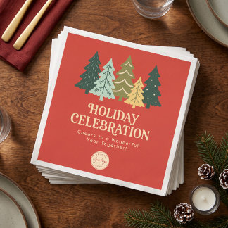 Modern Christmas Trees Corporate Happy Holidays Napkin