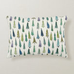 Modern Christmas Trees Illustrated Pattern Accent Pillow<br><div class="desc">Sweet Christmas tree illustrations modern repeat pattern.</div>