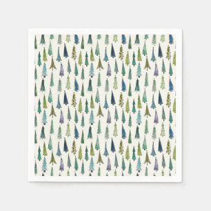 Modern Christmas Trees Illustrated Pattern Napkin