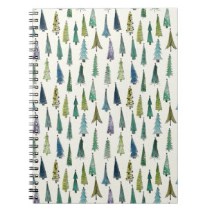 Modern Christmas Trees Illustrated Pattern Notebook