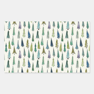 Modern Christmas Trees Illustrated Pattern Sticker