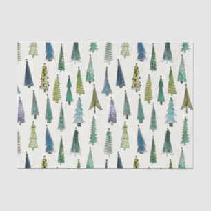 Modern Christmas Trees Illustrated Pattern Tissue Paper