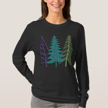 Modern Christmas Trees Ladies Long Sleeve T Shirt