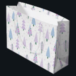 Modern Christmas Trees Lavender Abstract Pattern Large Gift Bag<br><div class="desc">Modern Christmas holiday season Large Gift Bag featuring a pattern of modern, abstract hand-drawn Christmas trees and forest trees in winter snow in lavender and blue colours on white. ASSISTANCE: For help with design modification, transferring the design to another product or if you would like coordinating items, contact the designer...</div>
