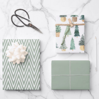Modern | Christmas | Trees | Minimalistic Wrapping Paper Sheet