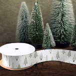 Modern Christmas Trees Olive Green Satin Ribbon<br><div class="desc">Decorate your holiday gift packages with ribbon featuring olive green modern abstract Christmas and forest trees and winter snow pattern. Contact the designer via Zazzle Chat or makeitaboutyoustore@gmail.com if you'd like this design modified,  on another product or would like coordinating items.</div>