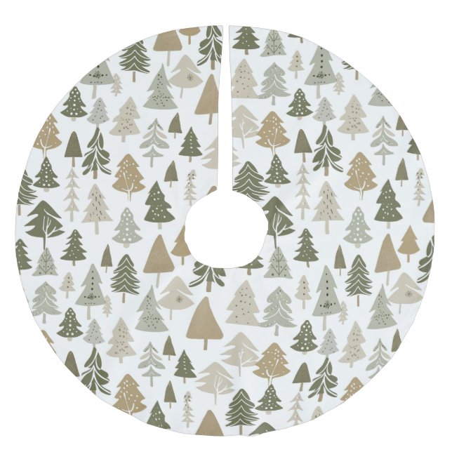 Modern Christmas Trees Pattern  Brushed Polyester Tree Skirt (Front)