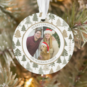 Modern Christmas Trees pattern Family photo Ornament