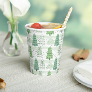 Modern Christmas Trees Pattern Paper Cups
