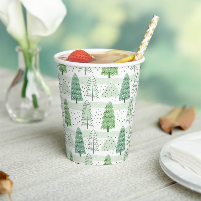 Modern Christmas Trees Pattern  Paper Cups (Insitu)