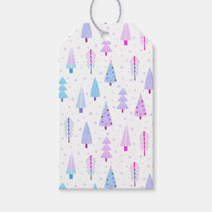 Modern Christmas Trees Pattern Purple Pink Blue Gift Tags