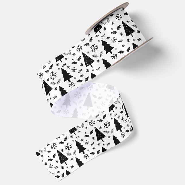 Modern Christmas Trees Pattern Satin Ribbon (Front+Back)