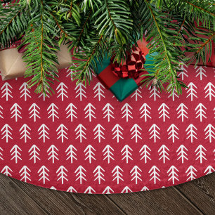 Modern Christmas Trees   Red Holiday Brushed Polyester Tree Skirt