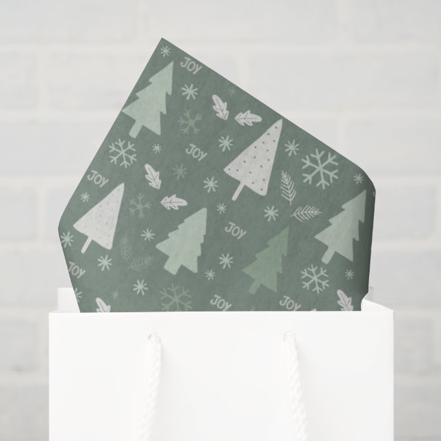Modern Christmas Trees Sage Green Tissue Paper (Gift Bag)