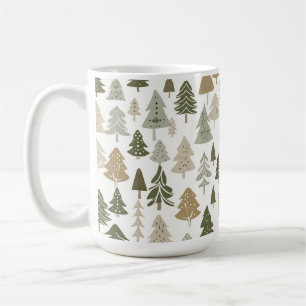 Modern Christmas Trees Sage Olive Green Pattern  Coffee Mug