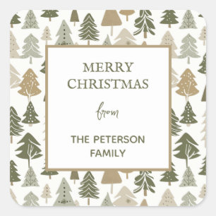 Modern Christmas Trees Sage Olive Green Pattern  Square Sticker