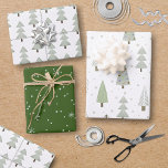 Modern Christmas Trees Sage Olive Green Pattern Wrapping Paper Sheet<br><div class="desc">A collection of three coordinated sheets of wrapping paper featuring a pattern of modern, abstract Christmas trees and forest trees in snow in sage green, olive green and white. ASSISTANCE: For help with design modification or personalization, colour change, resizing, transferring the design to another product or if you would like...</div>