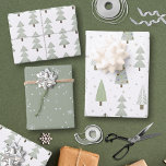 Modern Christmas Trees Sage Olive Green Pattern Wrapping Paper Sheet<br><div class="desc">Make your Christmas and winter gifts stand out with this collection of 3 coordinated wrapping paper sheets featuring modern and festive abstract Christmas and forest trees and winter snow patterns in sage green, olive green and white colours. Contact the designer via Zazzle Chat or makeitaboutyoustore@gmail.com if you'd like this design...</div>