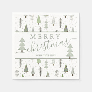 Modern Christmas Trees Script MERRY CHRISTMAS Napkin