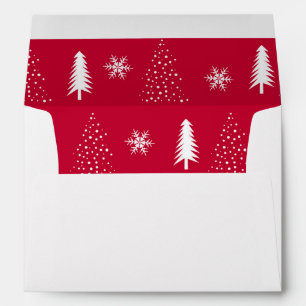 Modern Christmas Trees Snowflakes Lined Envelope