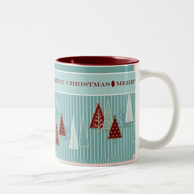 Modern Christmas Trees Striped Holiday Mug (Right)