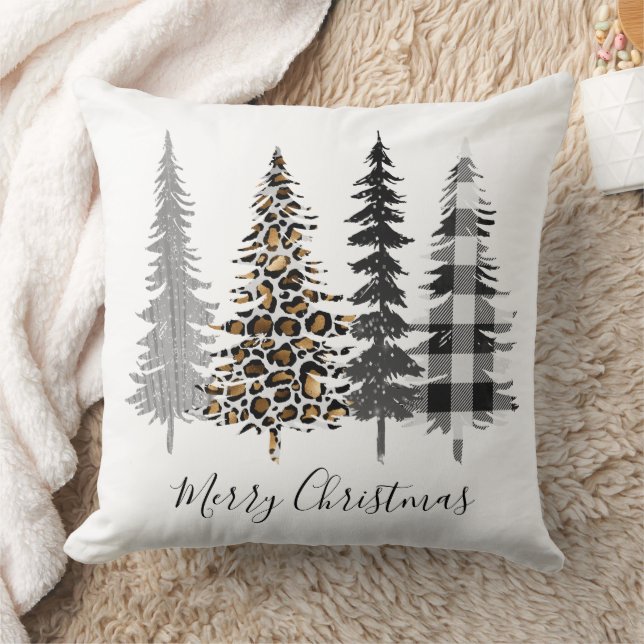 Modern Christmas Trees Throw Pillow (Blanket)