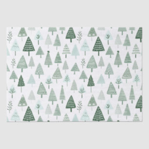 Modern Christmas Trees White and green Tissue Paper