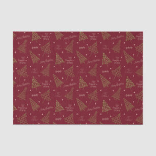 Modern Christmas Trees with Season Greetings Red Tissue Paper