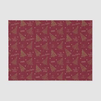 Modern Christmas Trees with Season Greetings Red Tissue Paper
