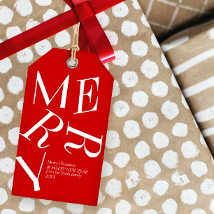 Modern Christmas Typography Personalized  Gift Tag