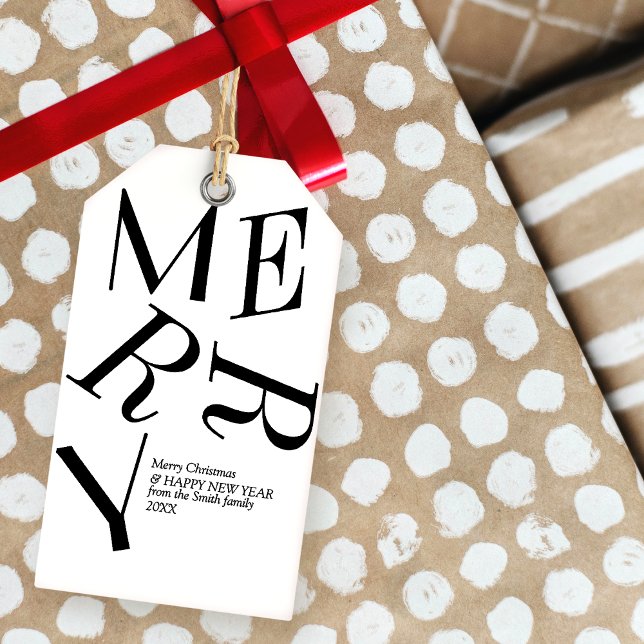 Modern Christmas Typography Personalized  Gift Tag (Creator Uploaded)