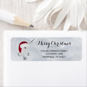 Modern Christmas Unicorn Red White Return Address