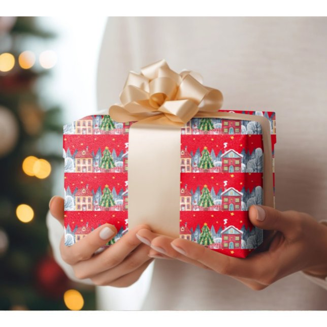 Modern Christmas Village Wrapping Paper (Creator Uploaded)