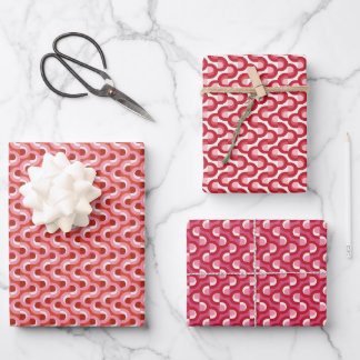 Modern Christmas Wavy Geometric Stripe in Bold Red Wrapping Paper Sheet