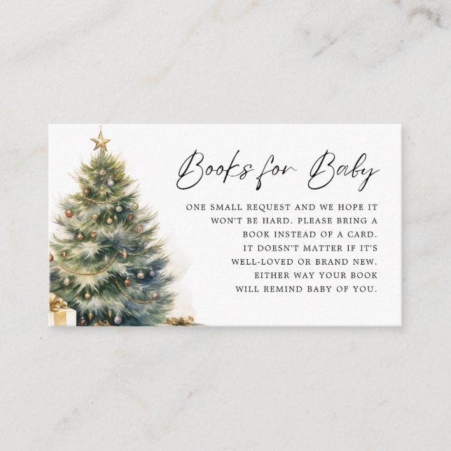 Modern Christmas Winter Baby Shower Books for baby Enclosure Card (Front)