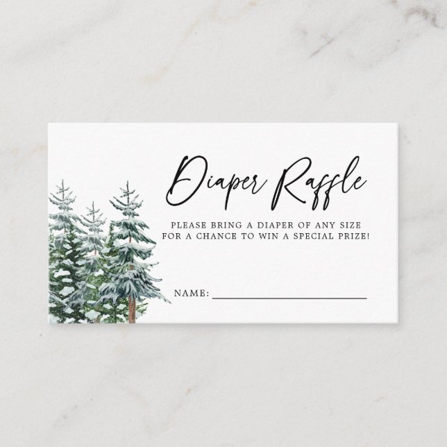 Modern Christmas Winter Baby Shower Diaper Raffle Enclosure Card (Front)