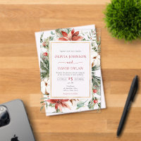 Modern Christmas Winter Red Gold Greenery Wedding