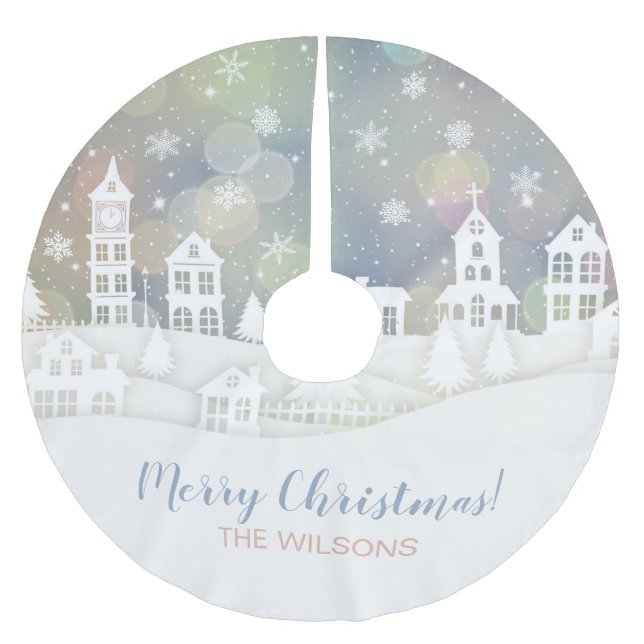 Modern Christmas Winter Wonderland Brushed Polyester Tree Skirt (Front)