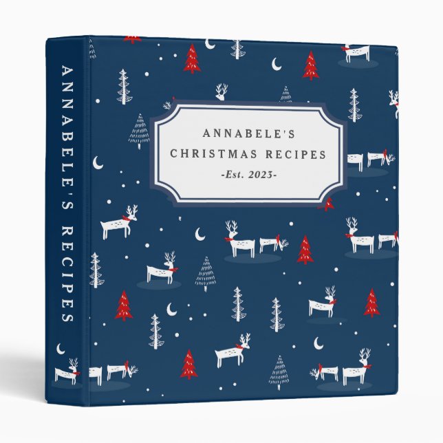 Modern Christmas Winter Woodland Cookbook Binder (Front/Spine)