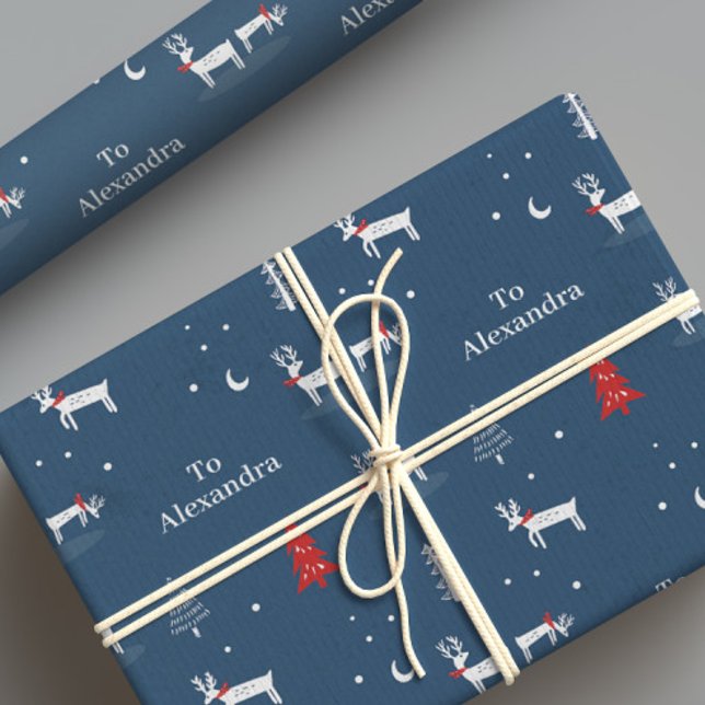 Modern Christmas Winter Woodland Personalized Wrapping Paper (Creator Uploaded)