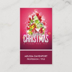 Modern Christmas Wrapped Presents & Tree - Festive Business Card