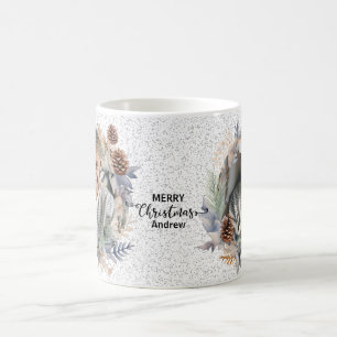 modern christmas wreath coffee mug