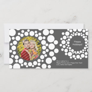 Modern Christmas Wreath Photo Card-Dark Grey Holiday Card