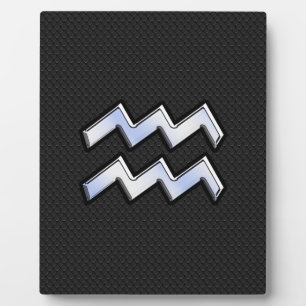 Modern Chrome Like Aquarius Zodiac Sign on Snake Plaque