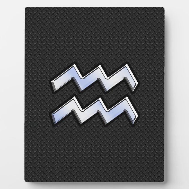 Modern Chrome Like Aquarius Zodiac Sign on Snake Plaque (Front)