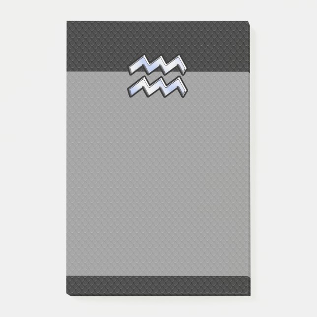 Modern Chrome Like Aquarius Zodiac Sign on Snake Post-it Notes (Front)