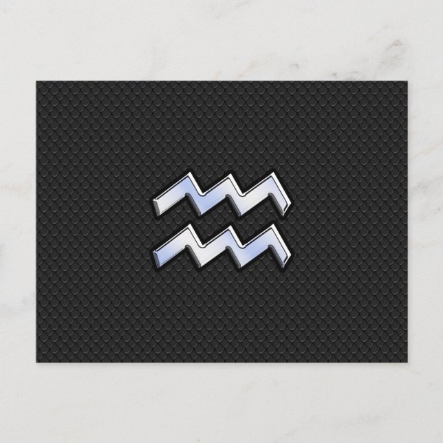 Modern Chrome Like Aquarius Zodiac Sign on Snake Postcard (Front)