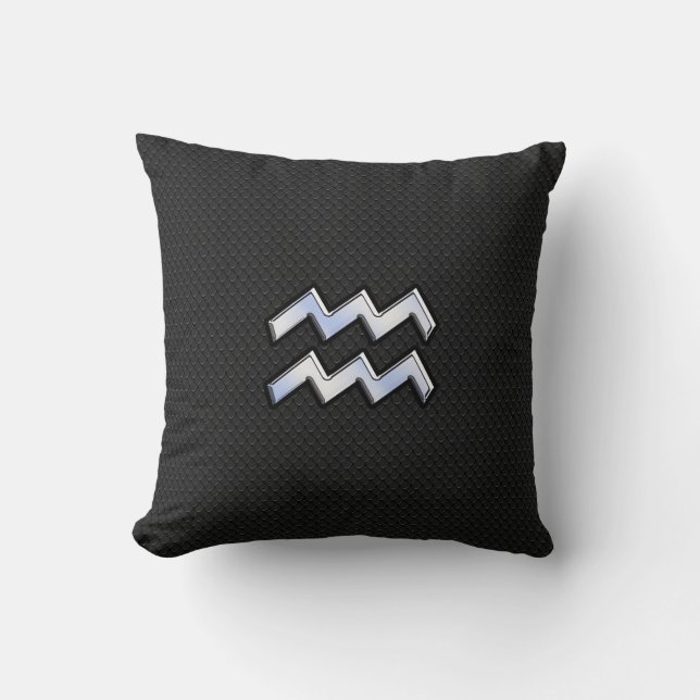 Modern Chrome Like Aquarius Zodiac Sign on Snake Throw Pillow (Front)