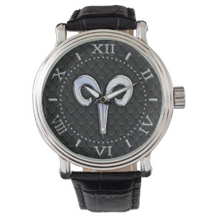 Modern Chrome Like Aries Zodiac Sign Dial Watch